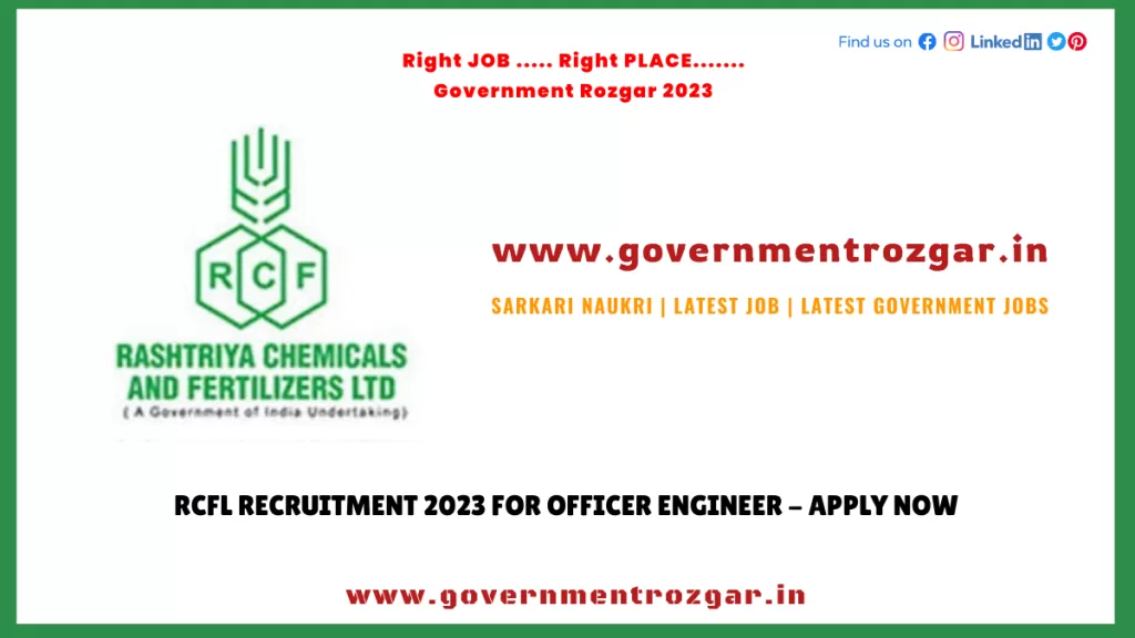 RCFL Recruitment 2023 for Officer Engineer - Apply Now