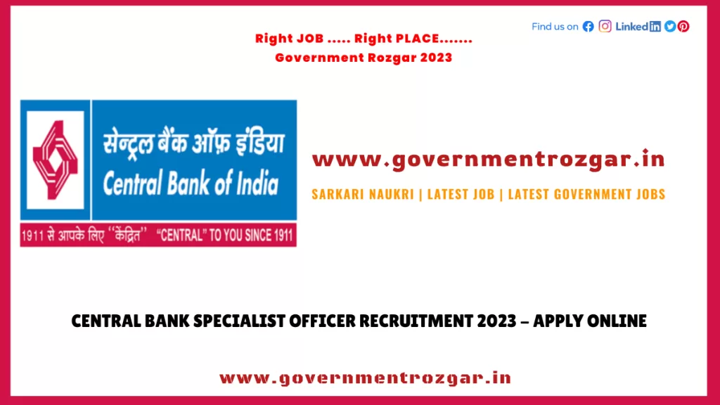 Central Bank Recruitment 2023 for Specialist Officer - Apply Online