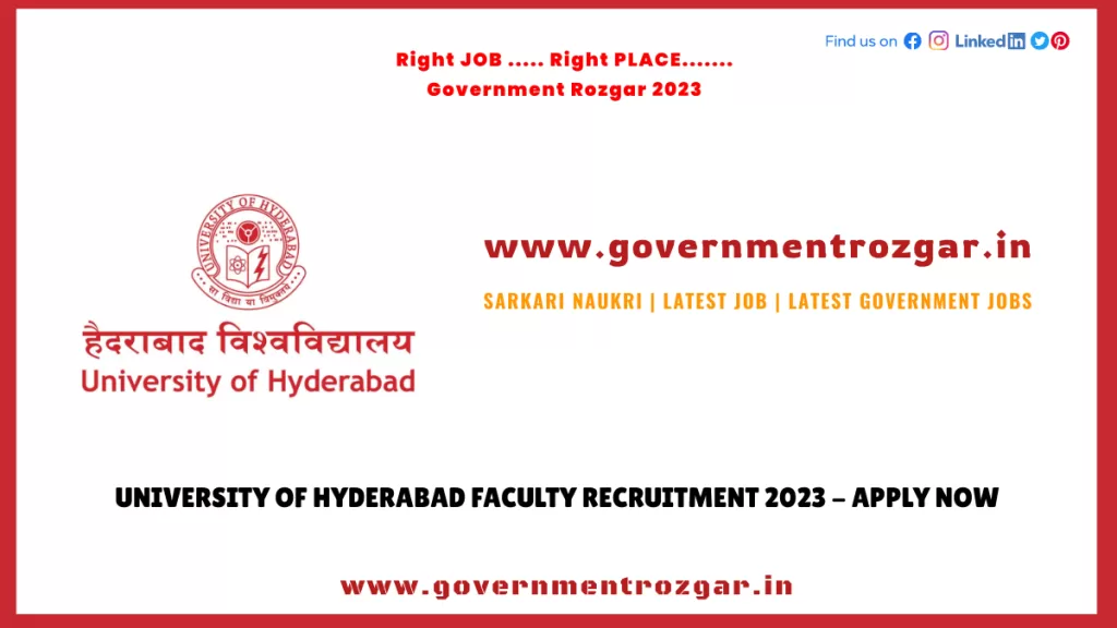 University of Hyderabad Recruitment 2023 for Faculty - Apply Now