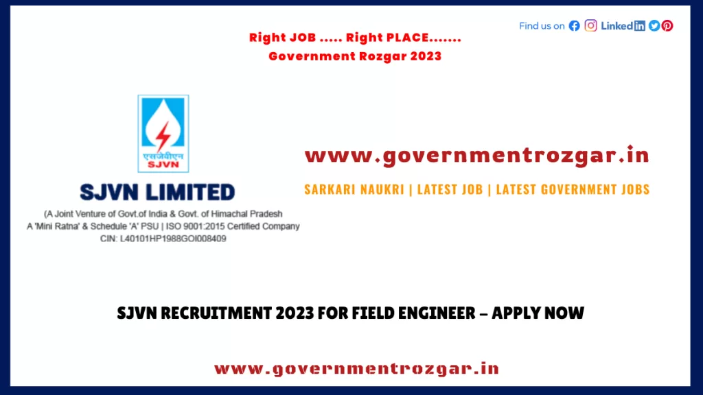 SJVN Recruitment 2023 for Field Engineer - Apply Now