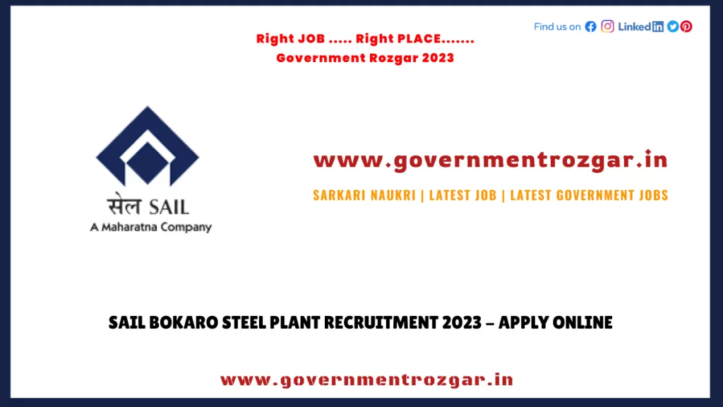 SAIL Bokaro Recruitment 2023 - Apply Online