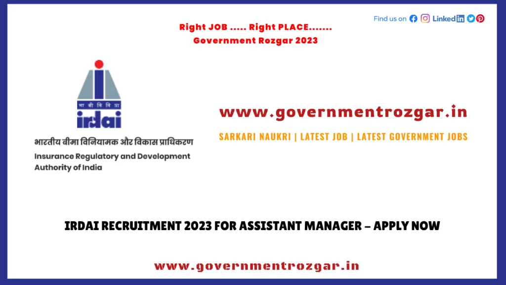 IRDAI Recruitment 2023 for Assistant Manager - Apply Now