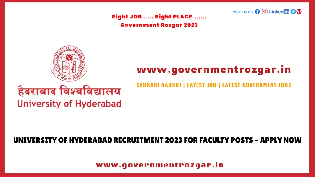 University of Hyderabad Recruitment 2023 For Faculty Posts - Apply Now