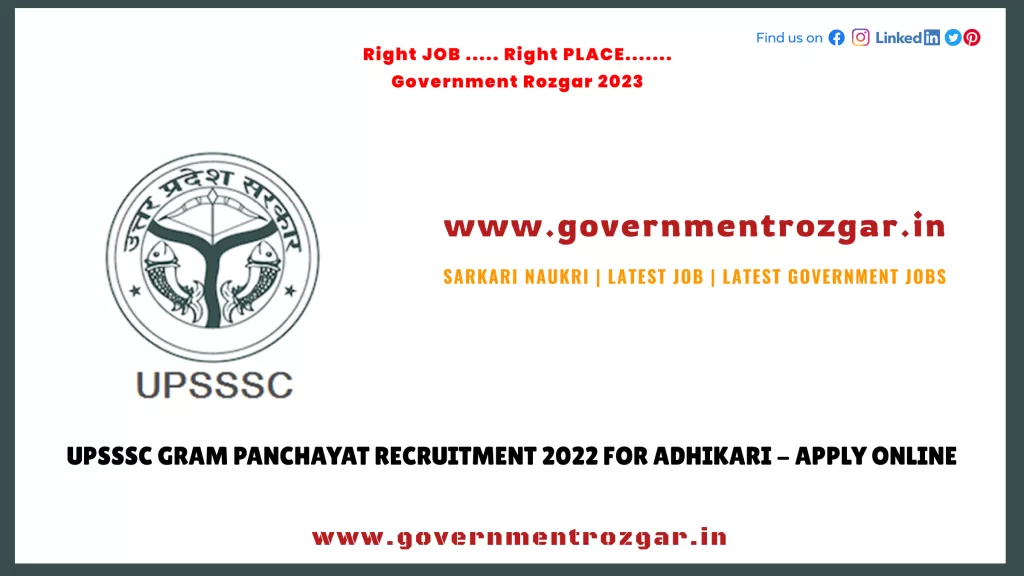 UPSSSC Gram Panchayat Recruitment 2022 for Adhikari - Apply Online
