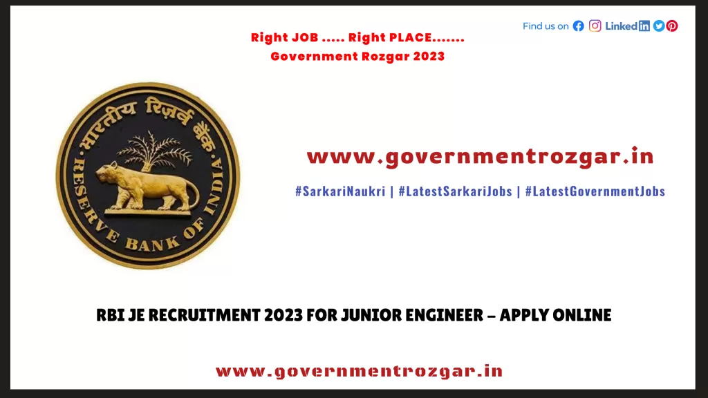 RBI JE Recruitment 2023 for Junior Engineer - Apply Online