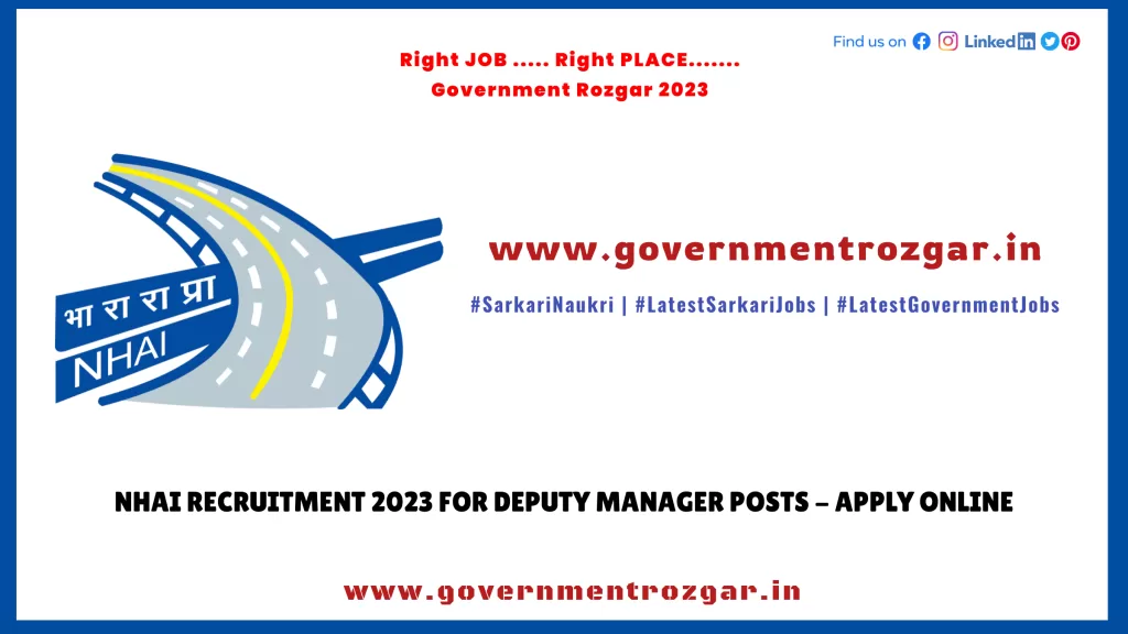 NHAI Recruitment 2023 for Deputy Manager Posts - Apply Online