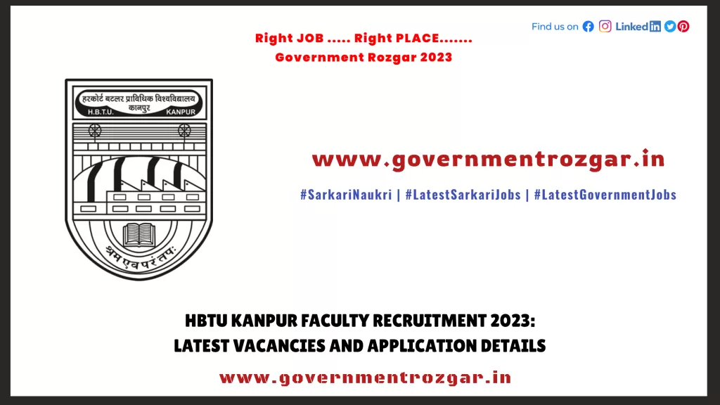 HBTU Kanpur Faculty Recruitment 2023: Latest Vacancies and Application Details