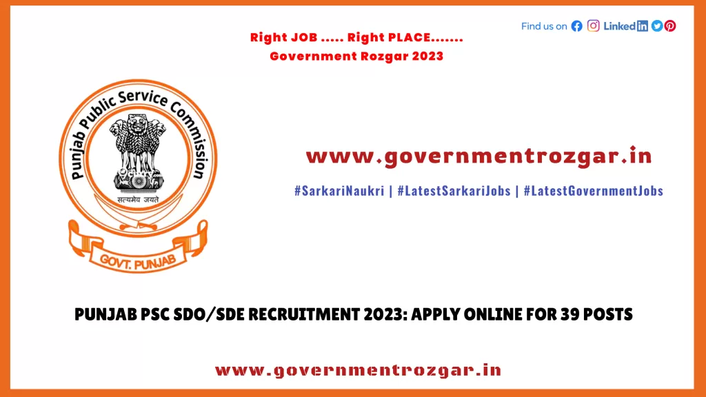 Punjab PSC SDO/SDE Recruitment 2023: Apply Online for 39 Posts