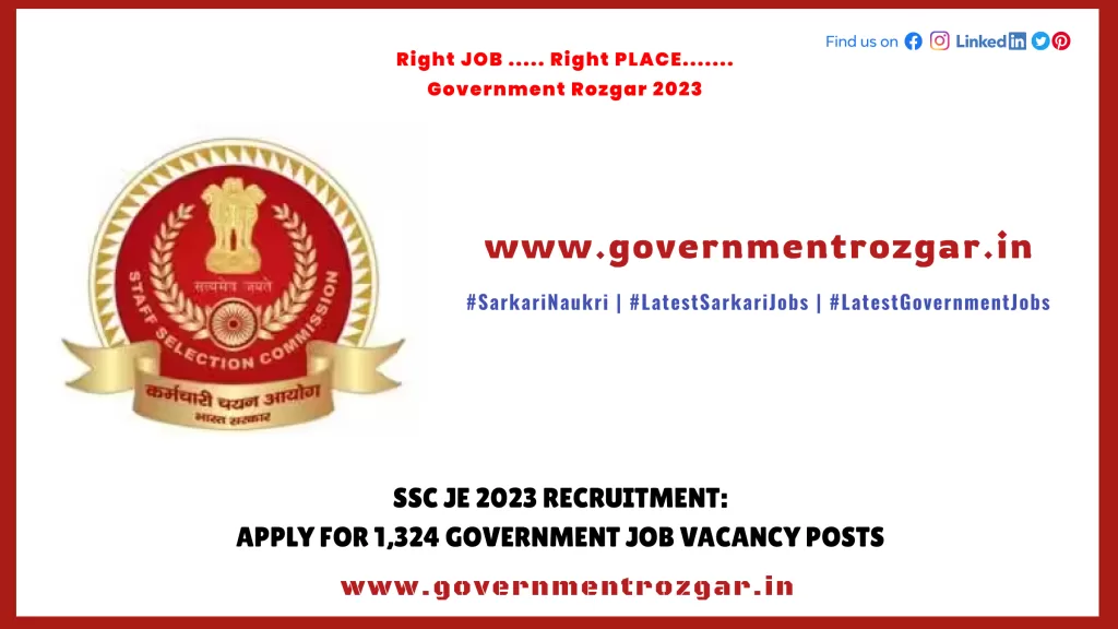 SSC JE 2023 Recruitment: Apply for 1,324 Government Job Vacancy Posts