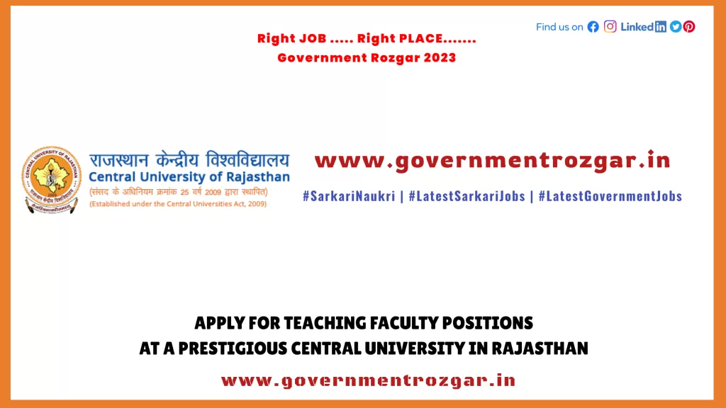 Apply for Teaching Faculty Positions at a Prestigious Central University in Rajasthan