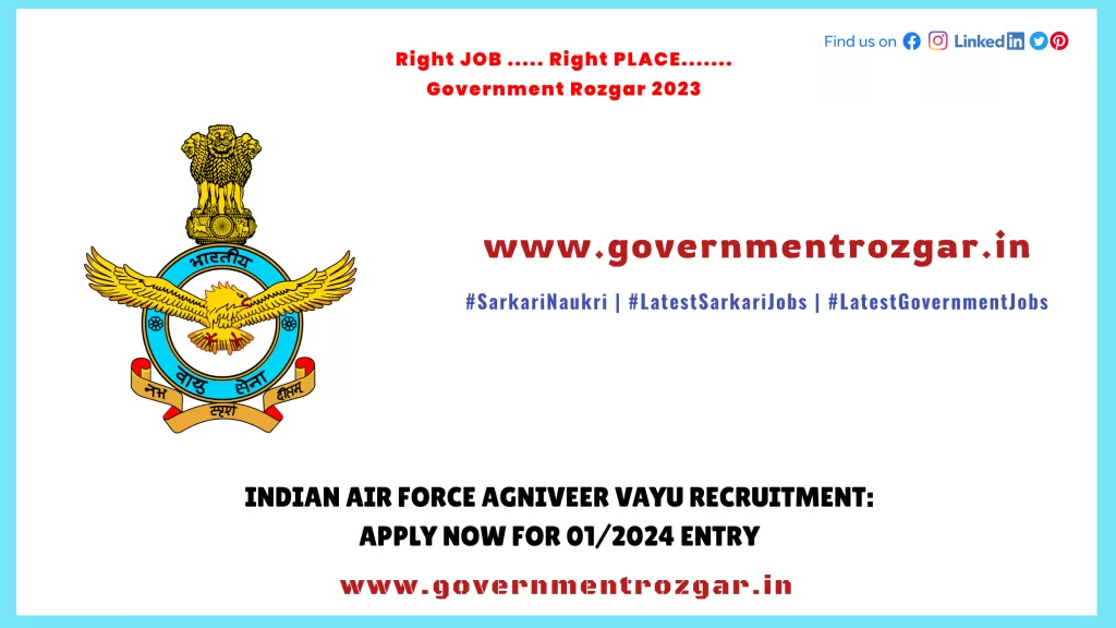 Indian Air Force Agniveer Vayu Recruitment: Apply Now for 01/2024 entry