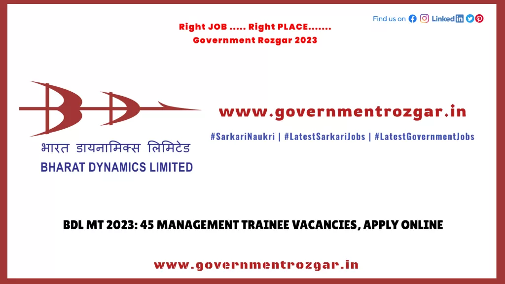 BDL MT 2023: 45 Management Trainee Vacancies, Apply Online
