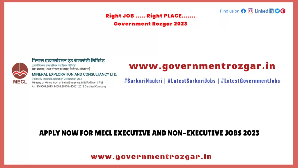 Apply Now for MECL Executive and Non-Executive Jobs 2023
