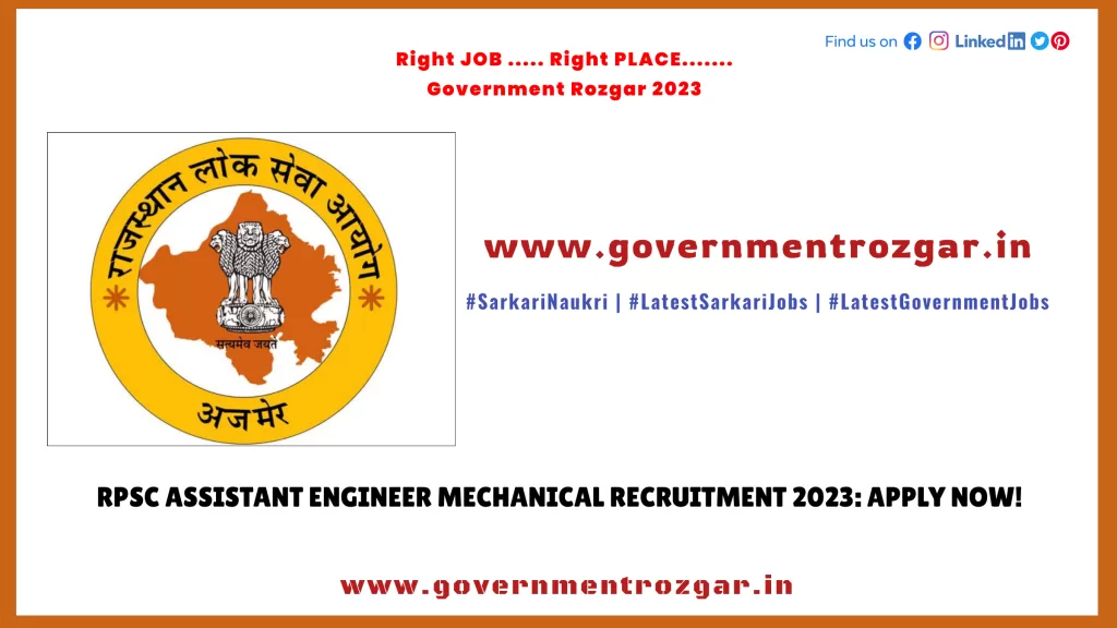 RPSC Assistant Engineer Mechanical Recruitment 2023: Apply Now!