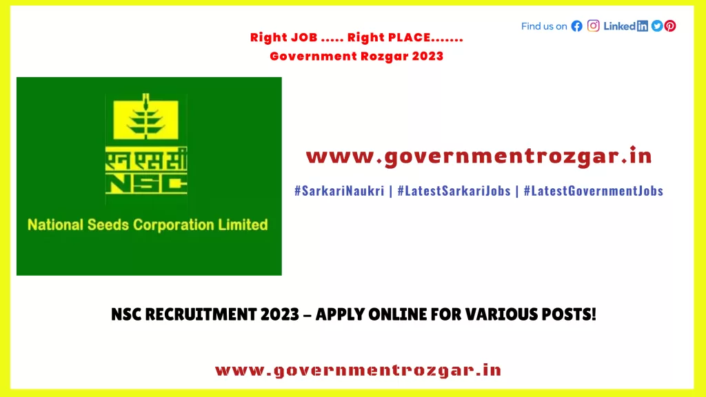 NSC Recruitment 2023 - Apply Online for Various Posts!