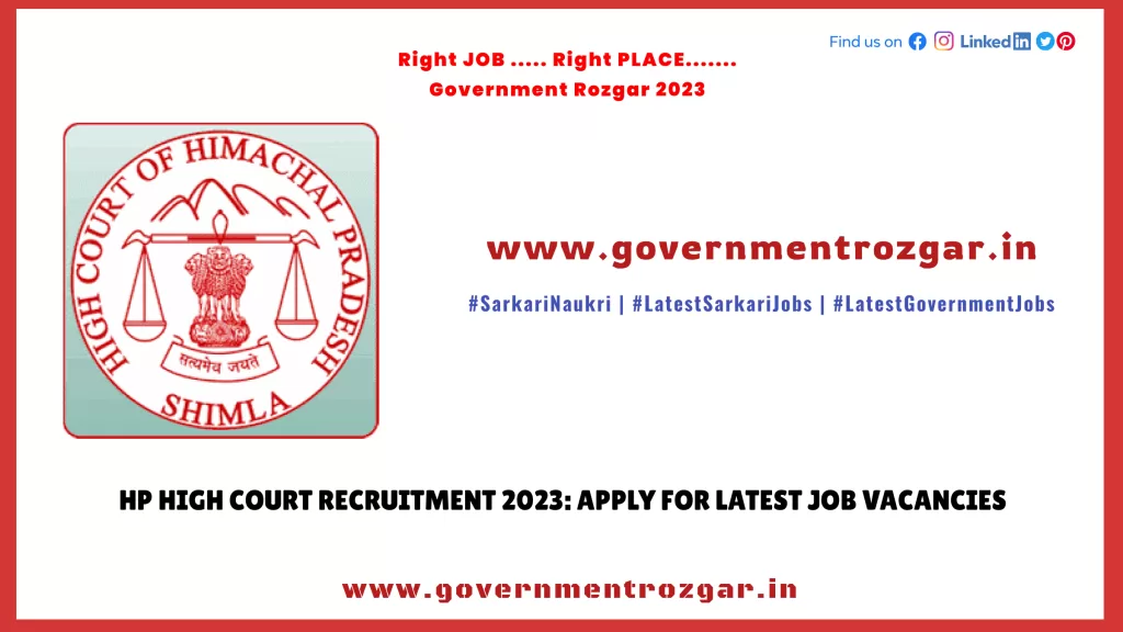 HP High Court Recruitment 2023: Apply for Latest Job Vacancies