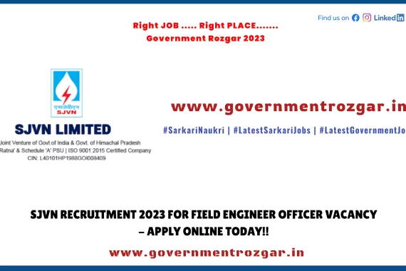 SJVN Recruitment 2023 for Field Engineer Officer Vacancy - Apply Online Today!!