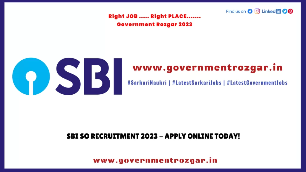 SBI SO Recruitment 2023 - Apply Online today!