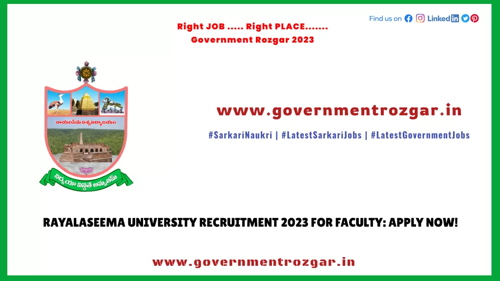 Rayalaseema University Recruitment 2023 for Faculty: Apply Now!