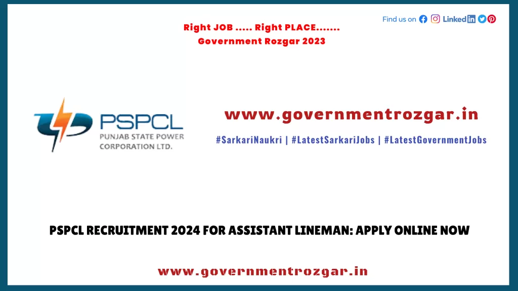 PSPCL Recruitment 2024 for Assistant Lineman: Apply Online Now