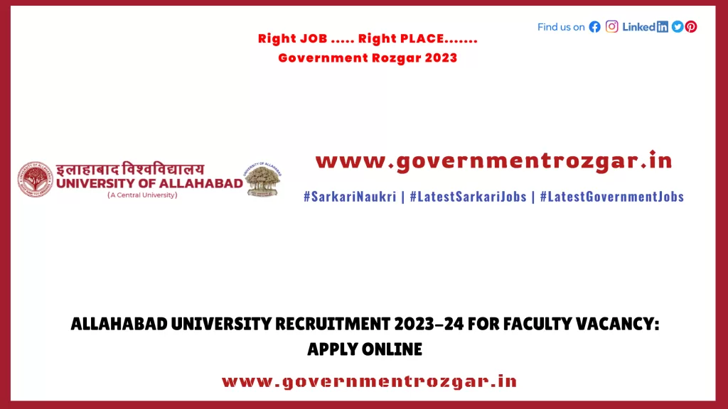 Allahabad University Recruitment 2023-24 for Faculty Vacancy: Apply Online