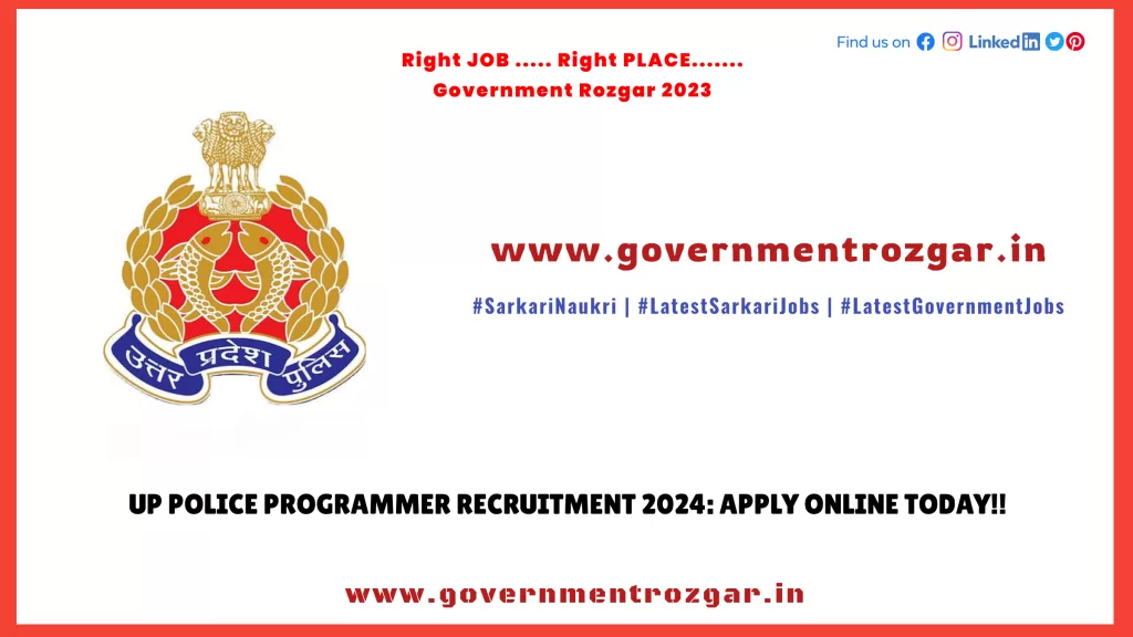 UP Police Programmer Recruitment 2024: Apply Online Today!!