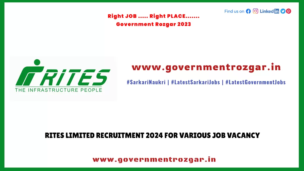 RITES Limited Recruitment 2024 for Various Job Vacancy