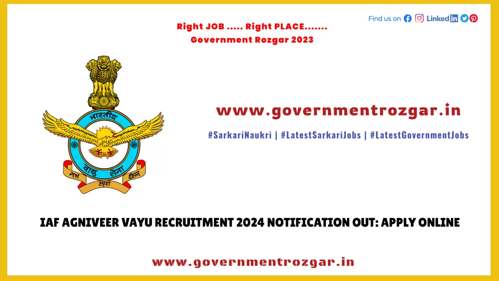 IAF Agniveer Vayu Recruitment 2024 Notification Out: Apply Online