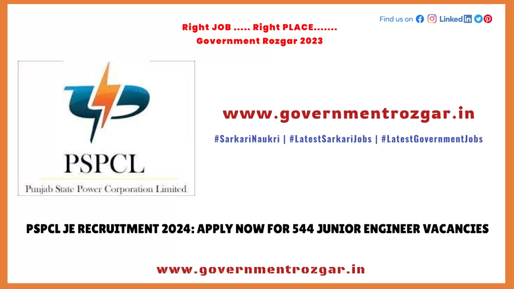 PSPCL JE Recruitment 2024: Apply Now for 544 Junior Engineer Vacancies