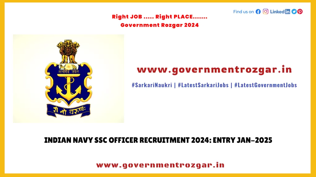Indian Navy SSC Officer Recruitment 2024: Entry Jan-2025