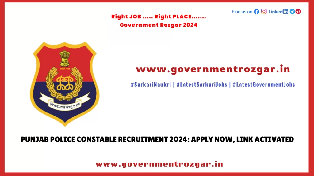 Punjab Police Constable Recruitment 2024: Apply Now, Link Activated