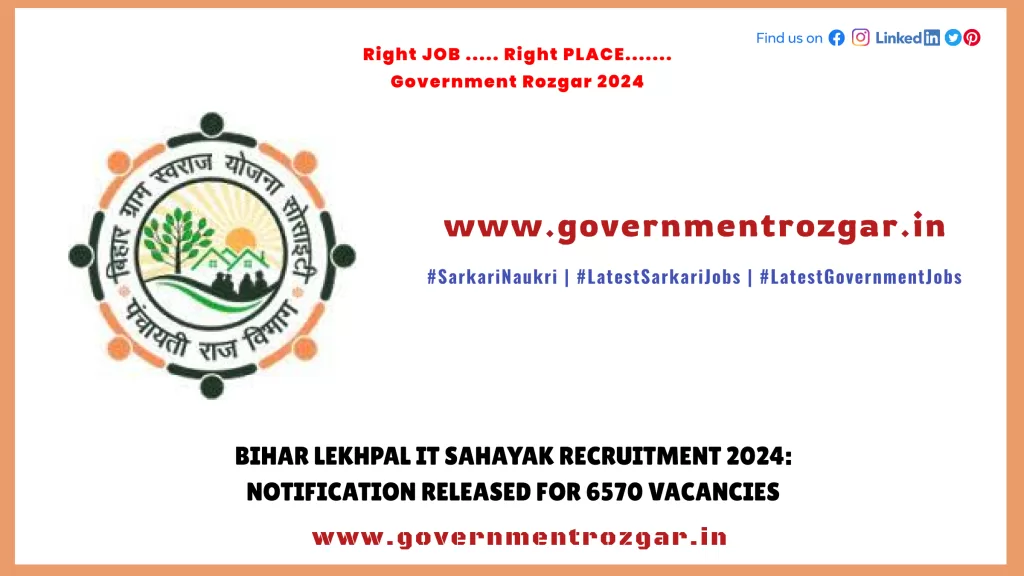 Bihar Lekhpal IT Sahayak Recruitment 2024: Notification Released for 6570 Vacancies