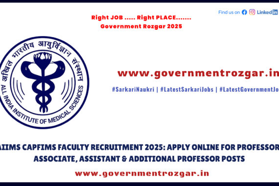 AIIMS CAPFIMS Faculty Recruitment 2025 notification banner for 199 Group A teaching posts