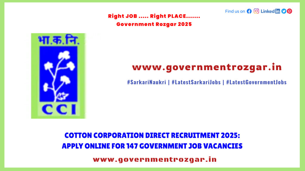 Cotton Corporation Direct Recruitment 2025: Apply Online for 147 Government Job Vacancies